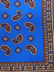 Fazzoletto da taschino blu elettrico in pura seta stampata MILAGO