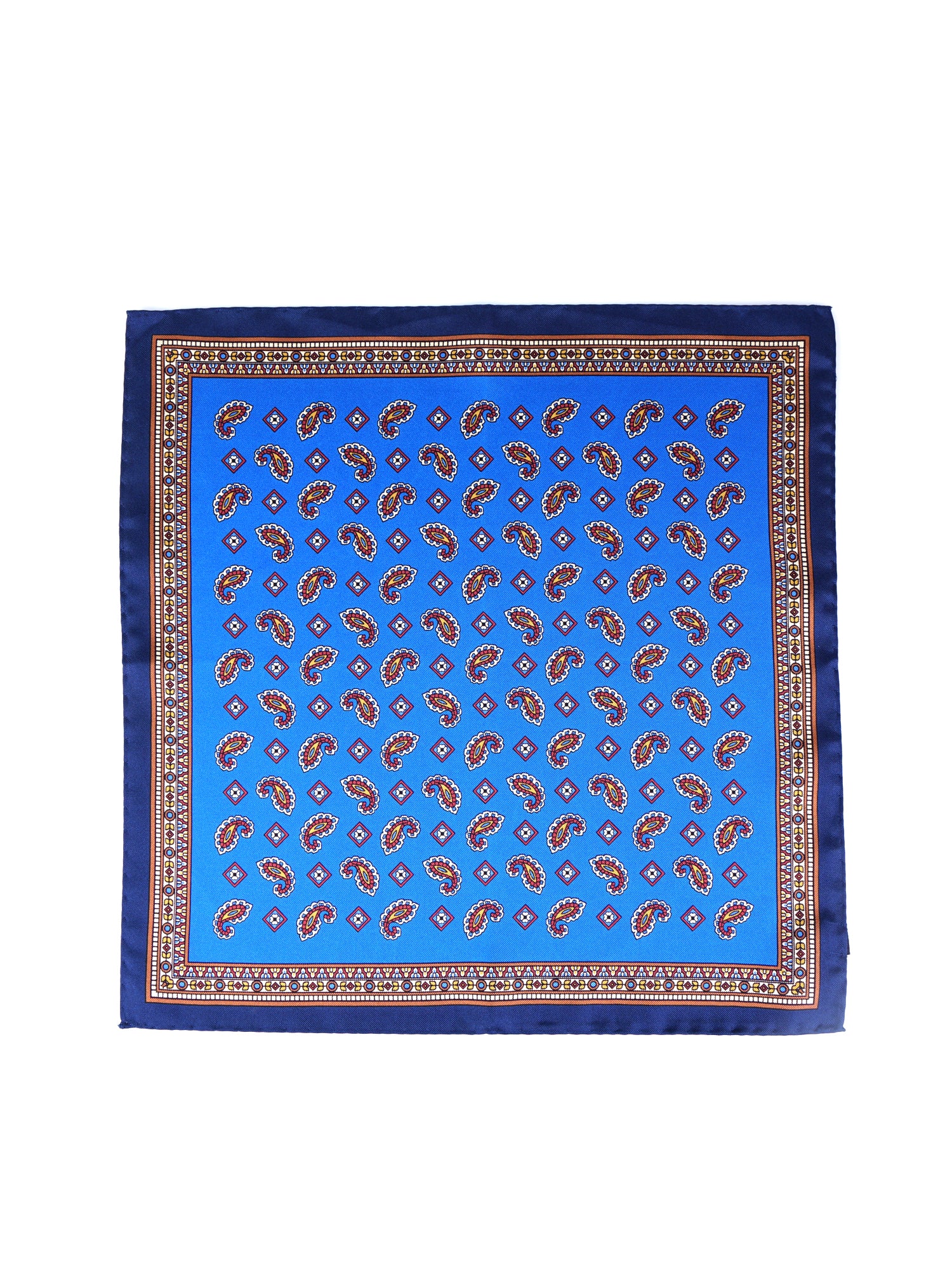 Fazzoletto da taschino blu elettrico in pura seta stampata MILAGO