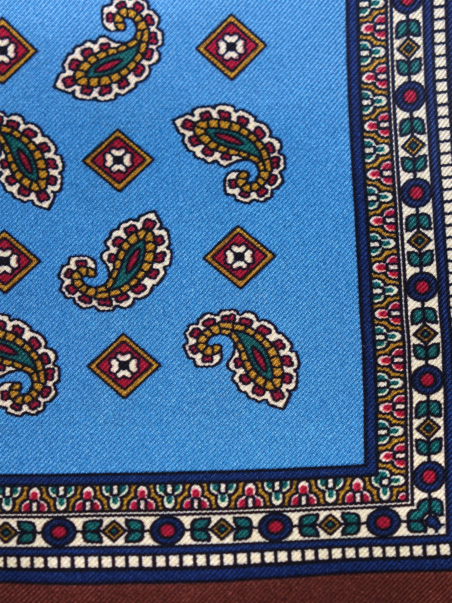 Fazzoletto da taschino celeste in pura seta stampata MILAGO