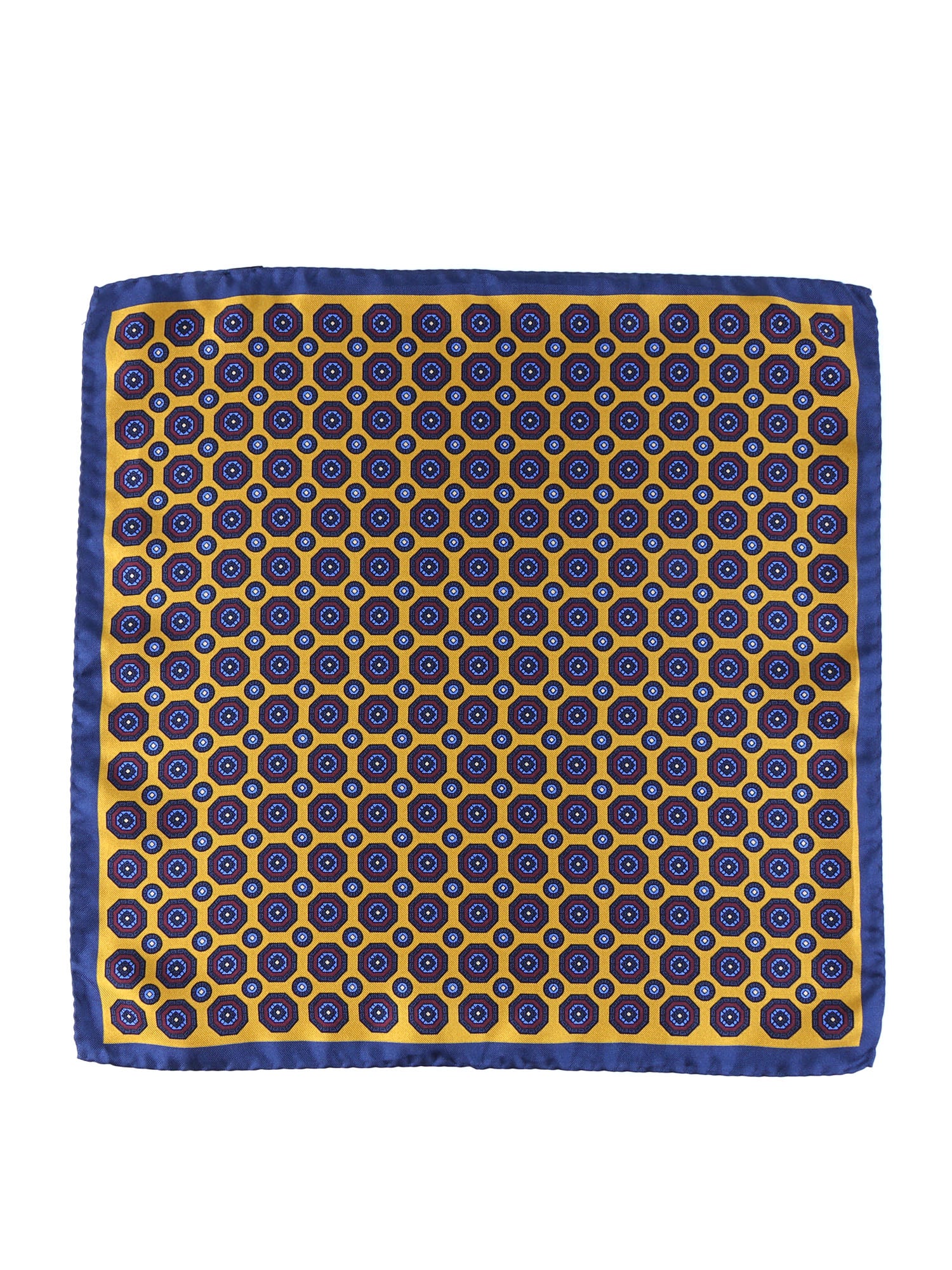 NINETTA Yellow Printed Silk Pocket Square