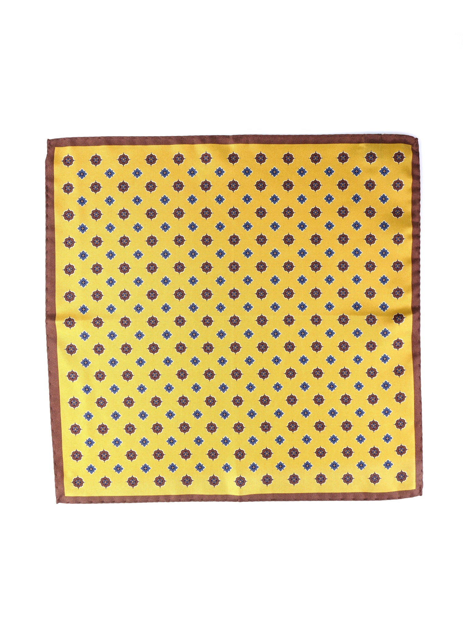 Fazzoletto da taschino giallo in pura seta stampata KARMA