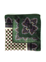 Fazzoletto da taschino avorio/verde in lana e cashmere DONATELLA