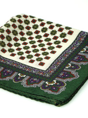 Fazzoletto da taschino avorio/verde in lana e cashmere DONATELLA
