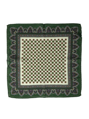 Fazzoletto da taschino avorio/verde in lana e cashmere DONATELLA