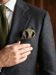 PABLITO Green Wool and Cashmere Pocket Square