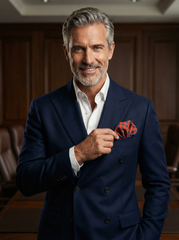 PABLITO Orange Wool and Cashmere Pocket Square