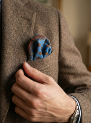 PABLITO Teal Wool and Cashmere Pocket Square