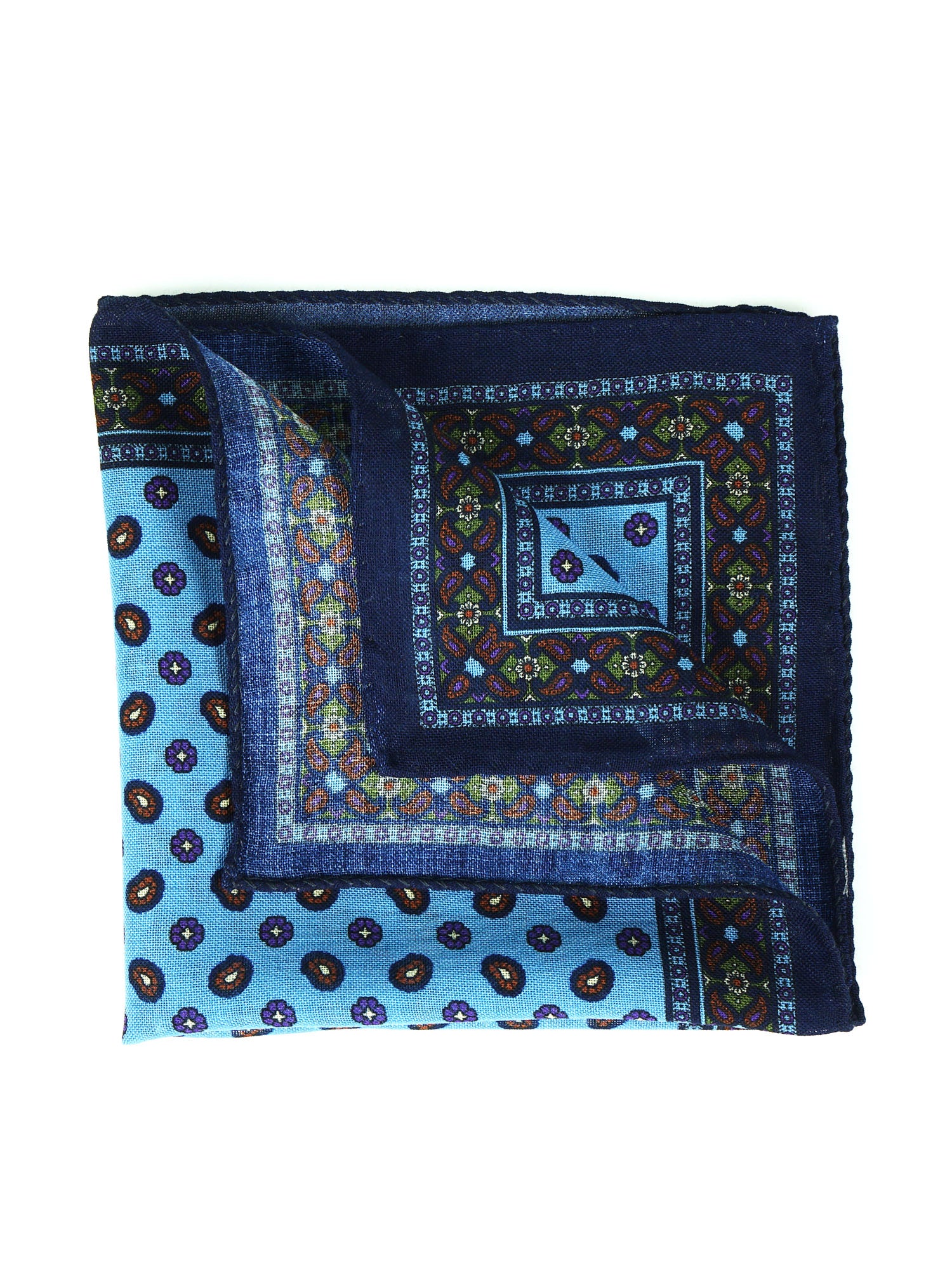 Fazzoletto da taschino celeste in lana e cashmere NICOLA