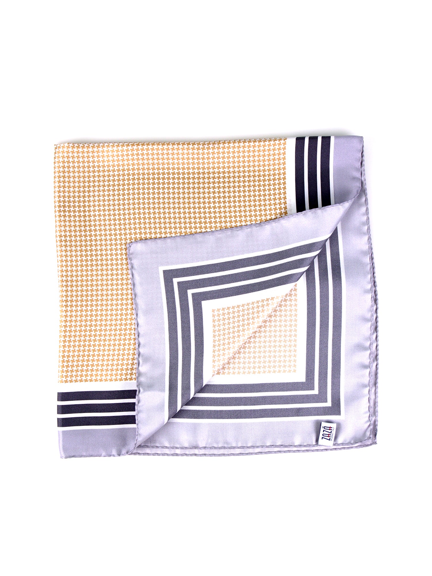 Foulard POL marrone cammello in seta stampata