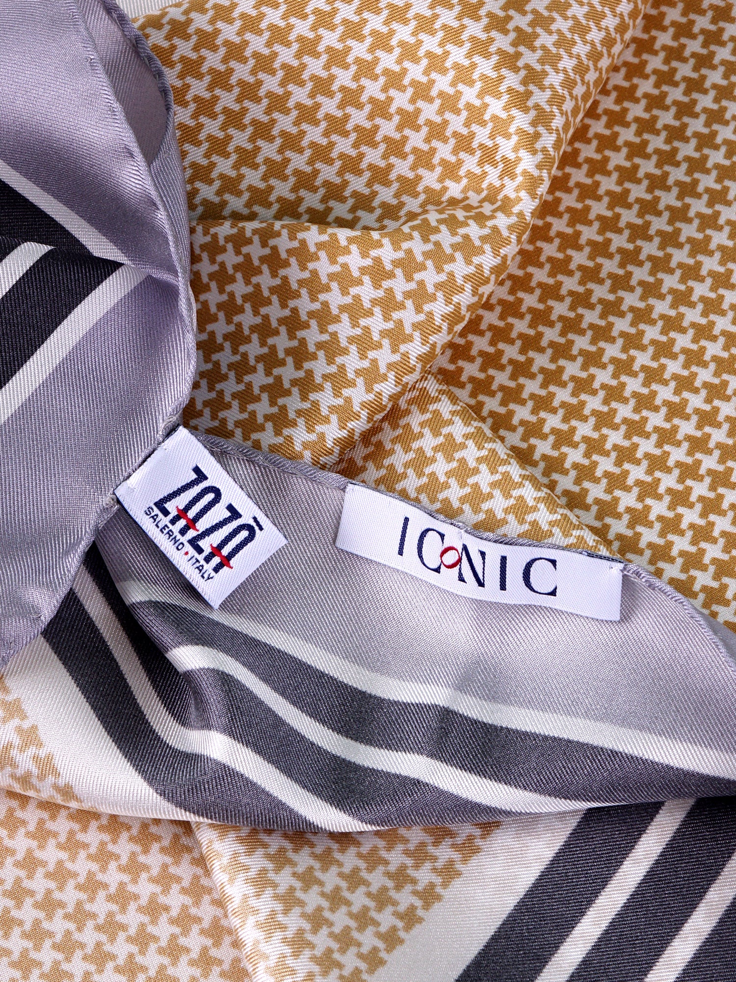 Foulard POL marrone cammello in seta stampata