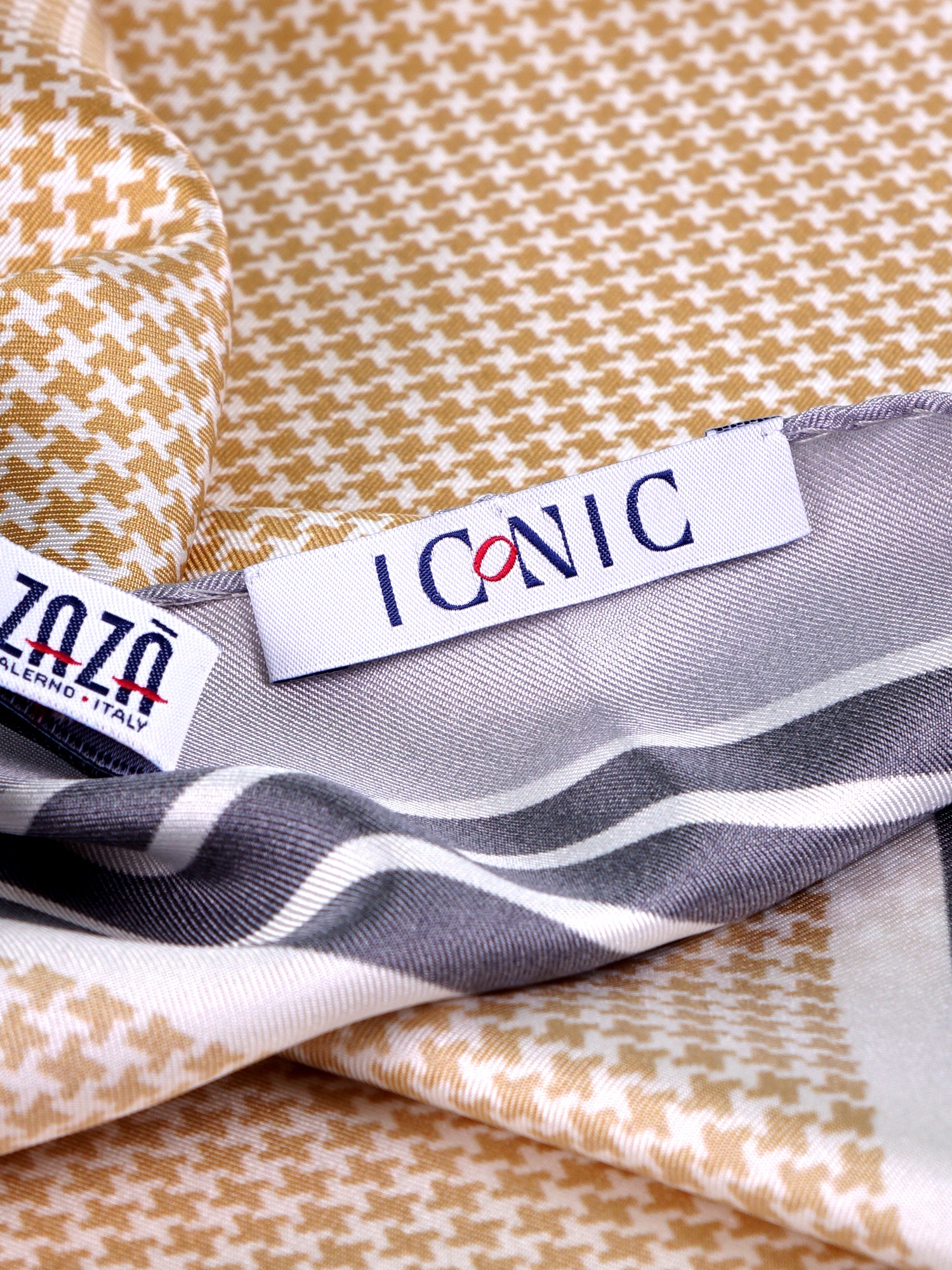 Foulard POL marrone cammello in seta stampata