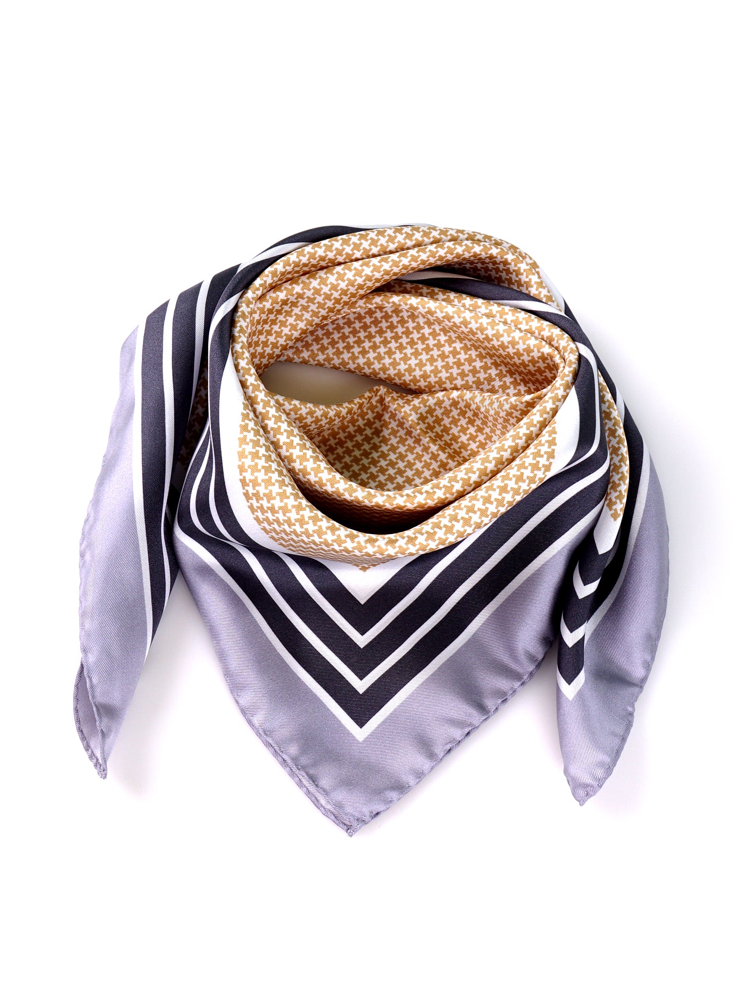 Foulard POL marrone cammello in seta stampata