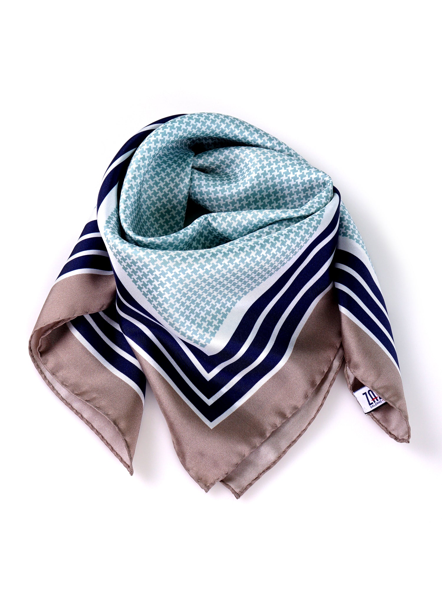 Foulard POL verde chiaro in seta stampata
