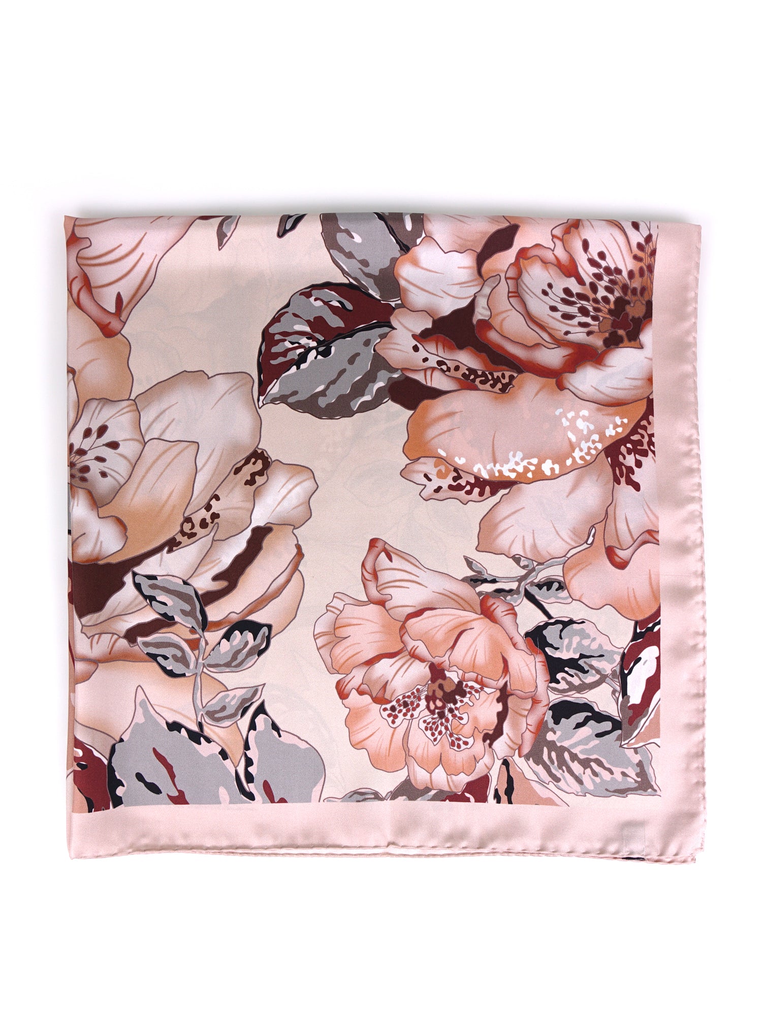 Foulard 90x90cm in seta stampa Beige Pollen