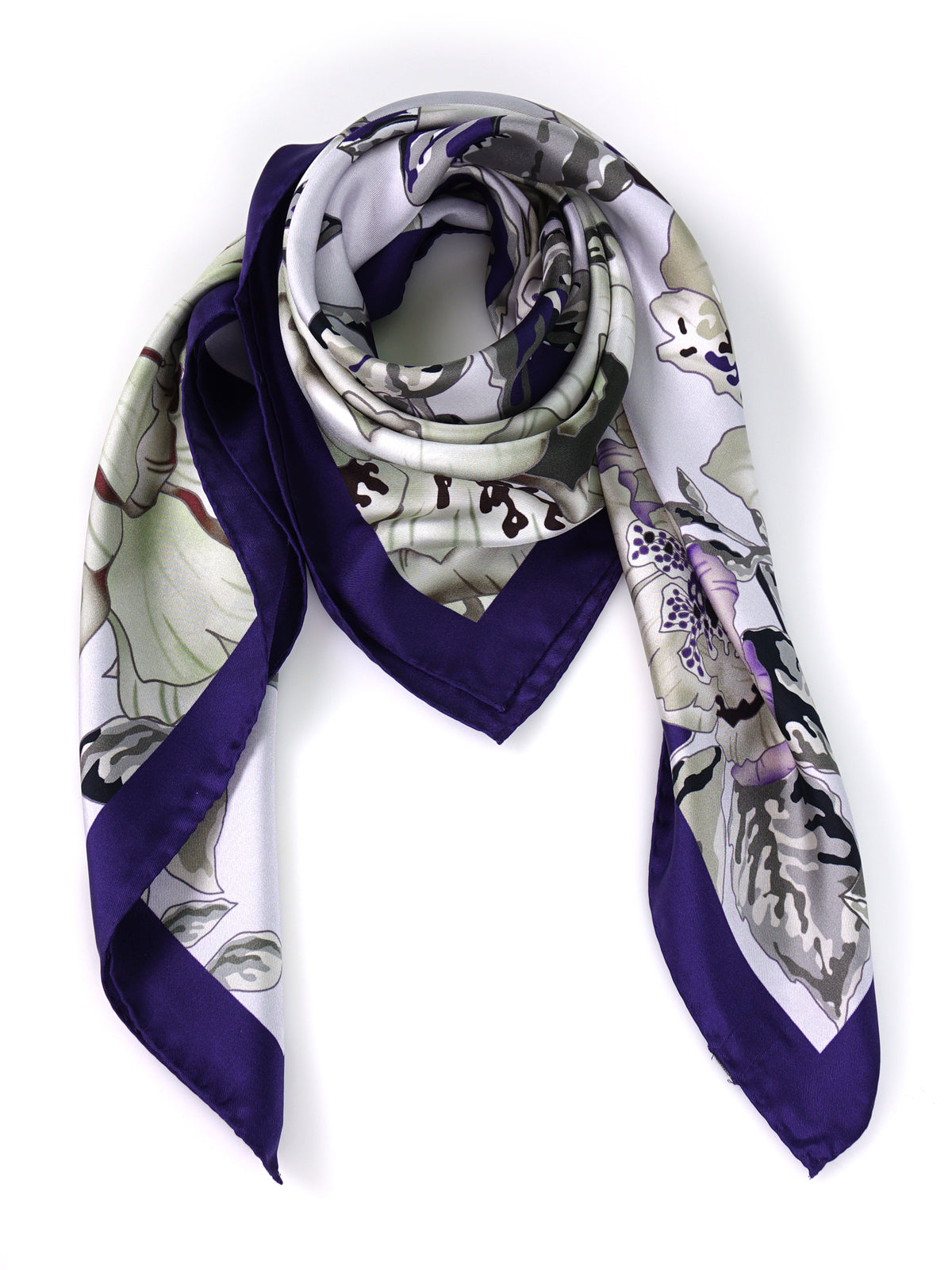 Foulard 90x90cm in seta stampa Glicine Pollen