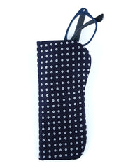 Dark blue glasses case in English printed silk RENATA