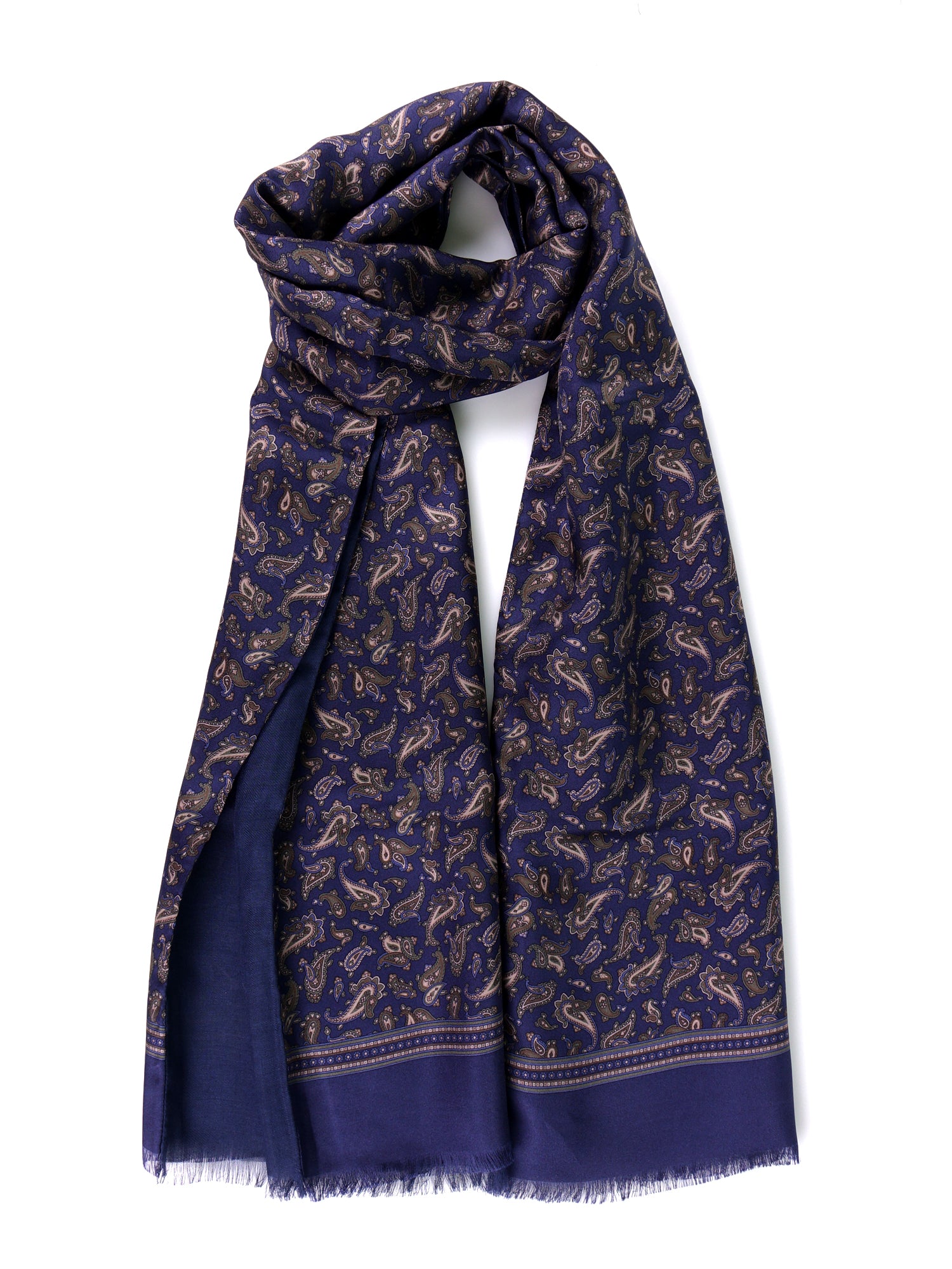 Sciarpa doppiata in seta\lana stampata PRICE blu