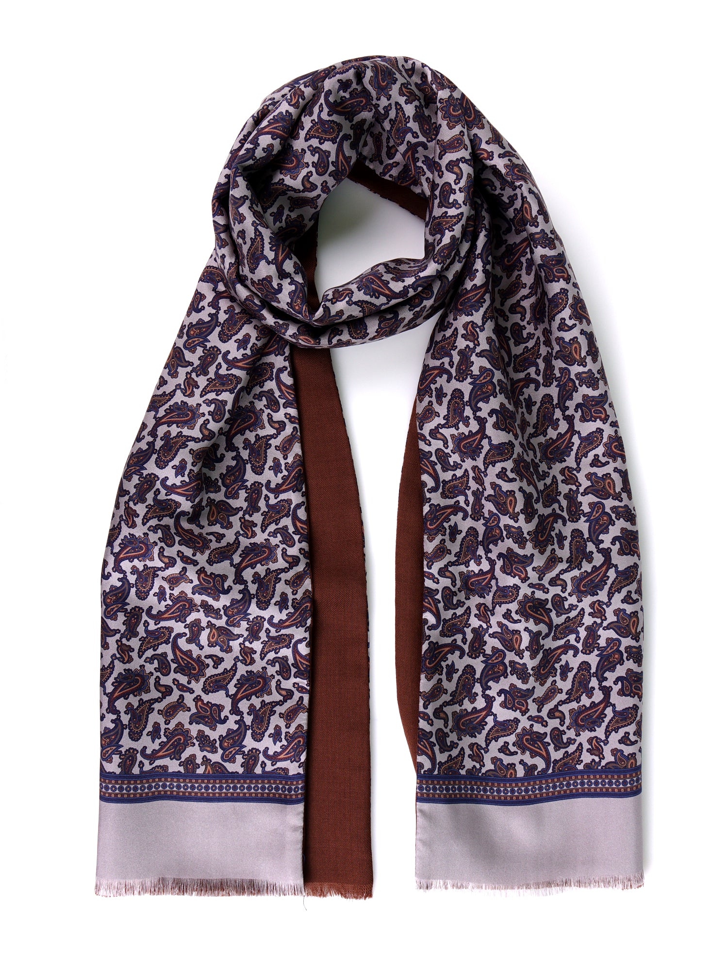 Sciarpa doppiata in seta\lana stampata PRICE grigio