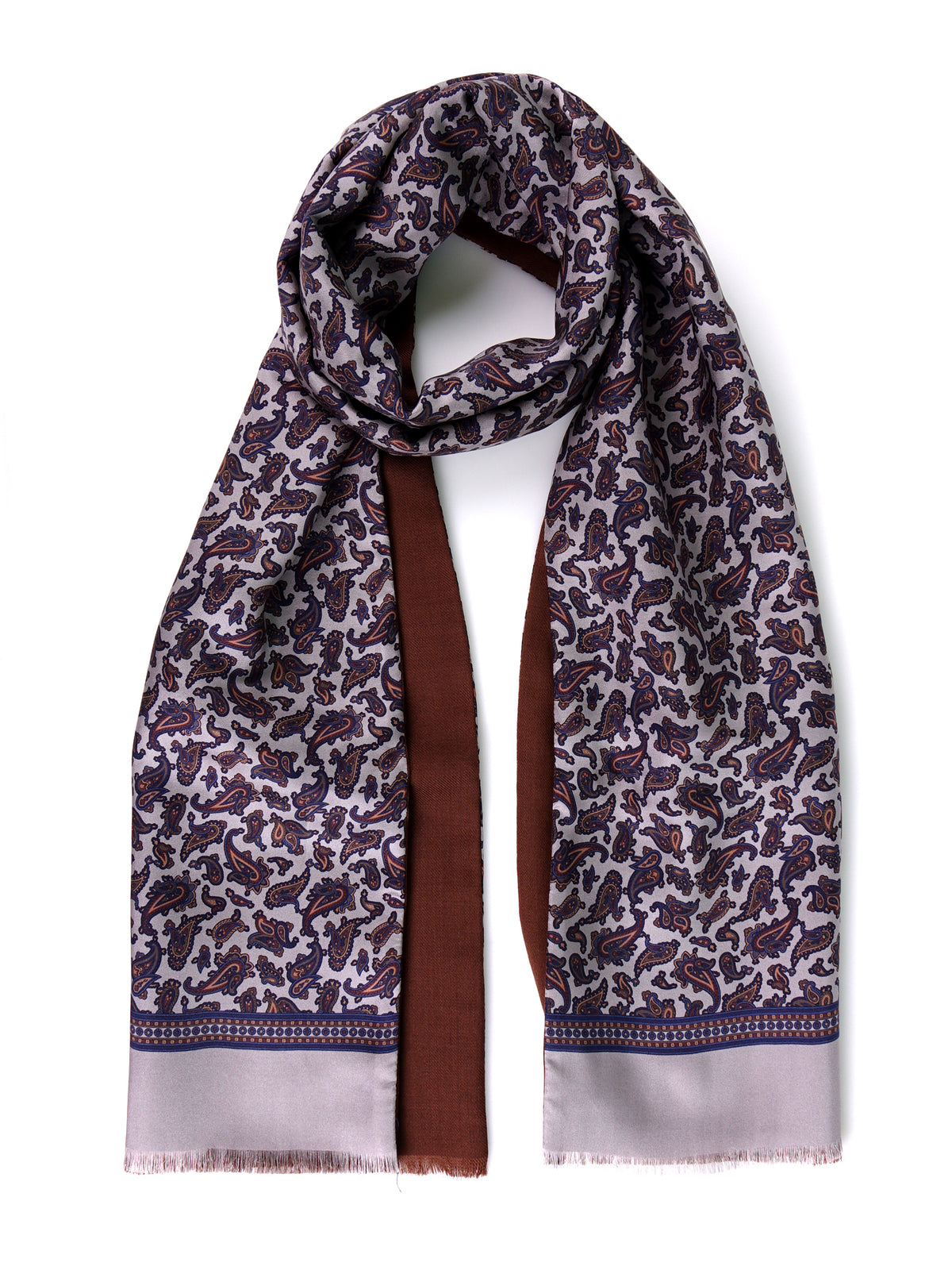 Sciarpa doppiata in seta\lana stampata PRICE grigio