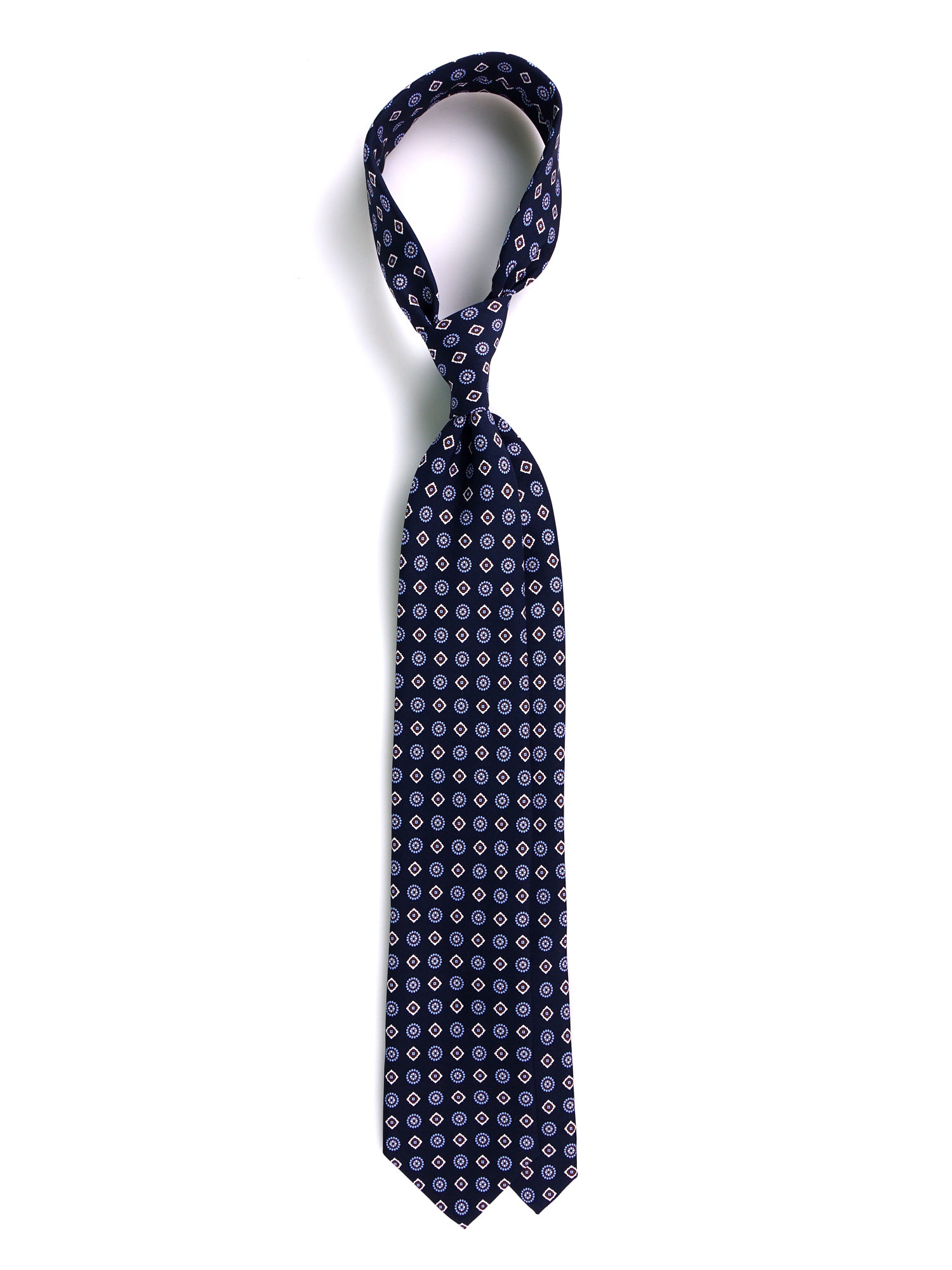 Cravatta 3 Pieghe blu scuro REDDANCE seta stampata inglese