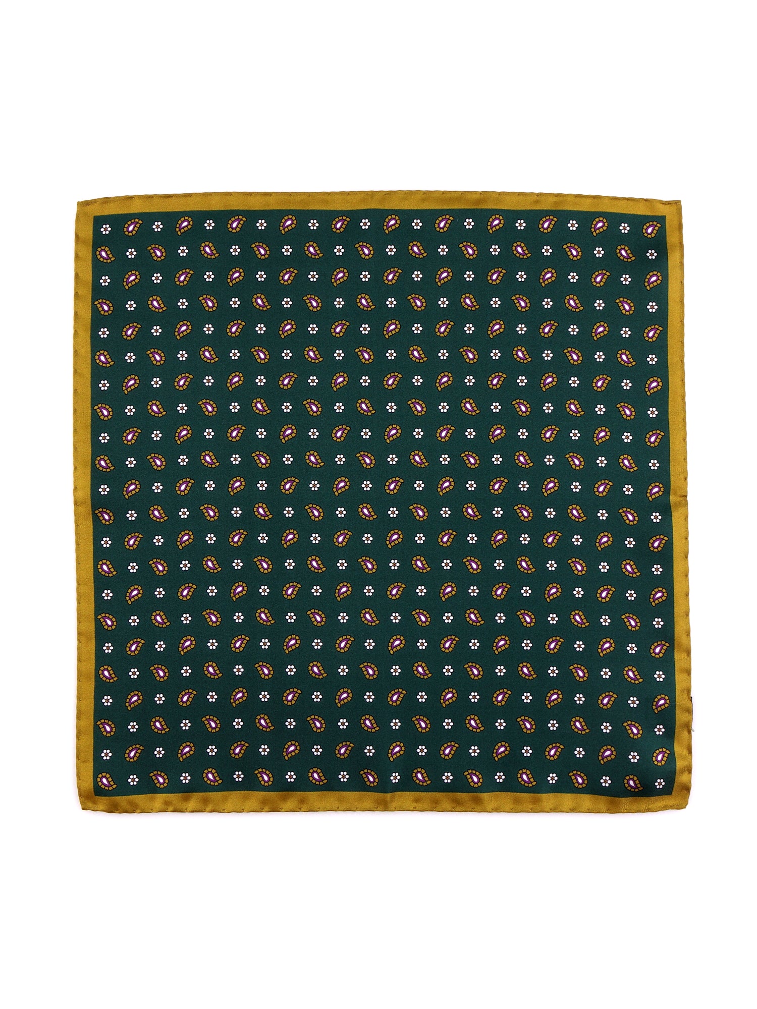 Fazzoletto da taschino verde in seta stampata REED