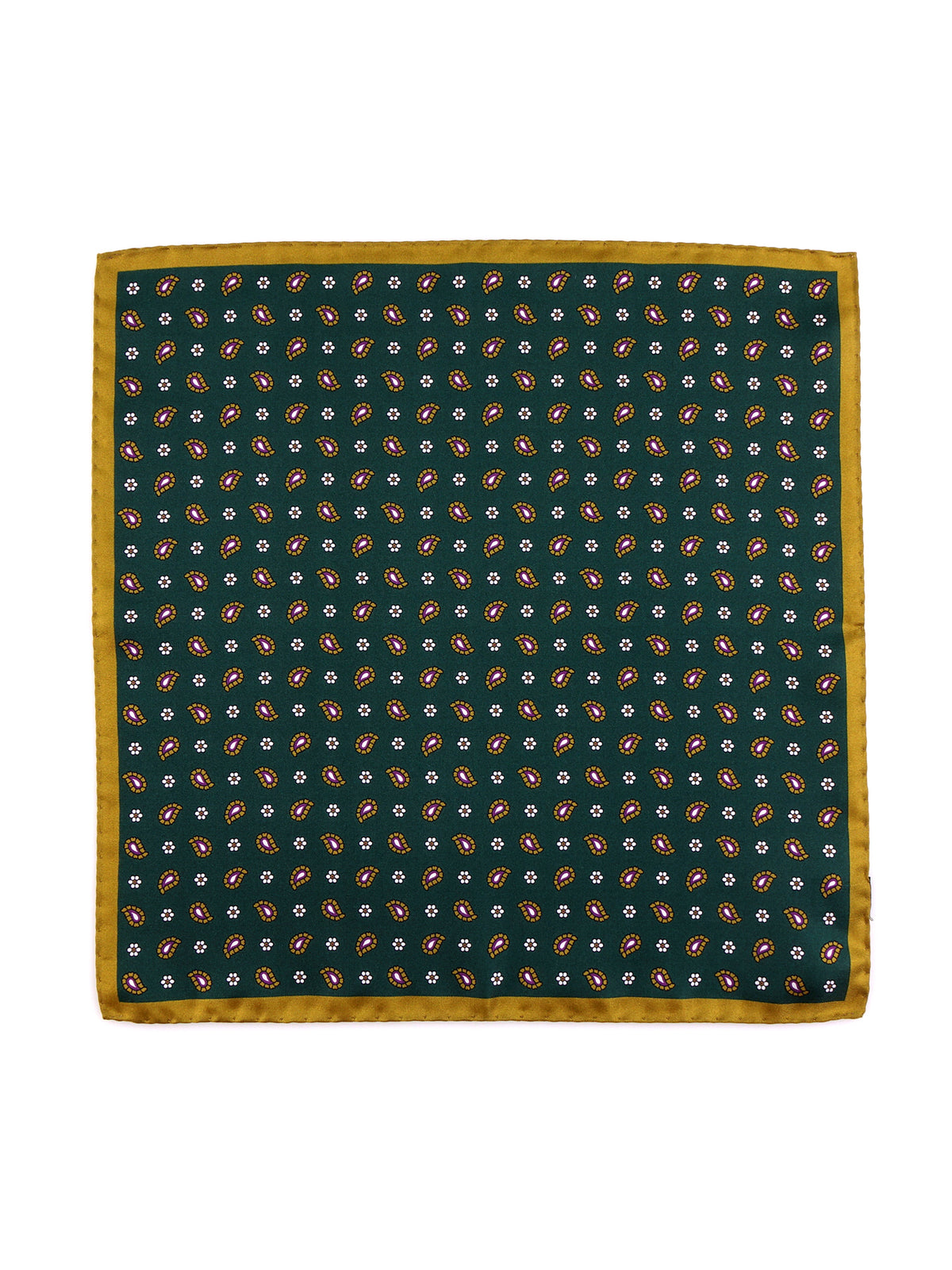 Fazzoletto da taschino verde in seta stampata REED