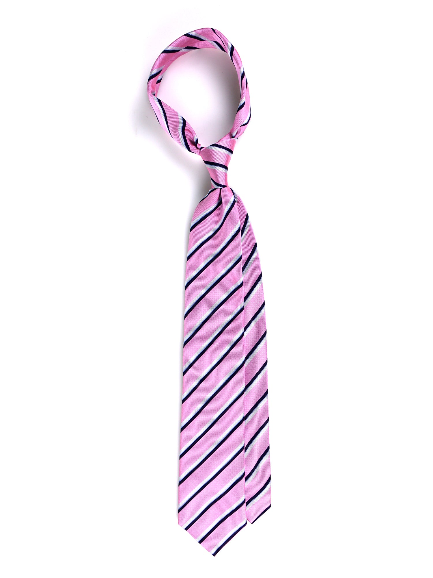 Cravatta 3 pieghe RINA in seta tessuta rosa