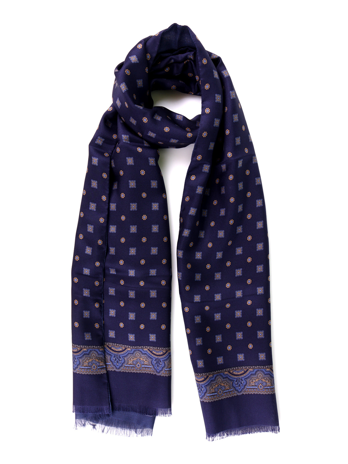 Sciarpa blu navy doppiata in seta\Modal ROBERT