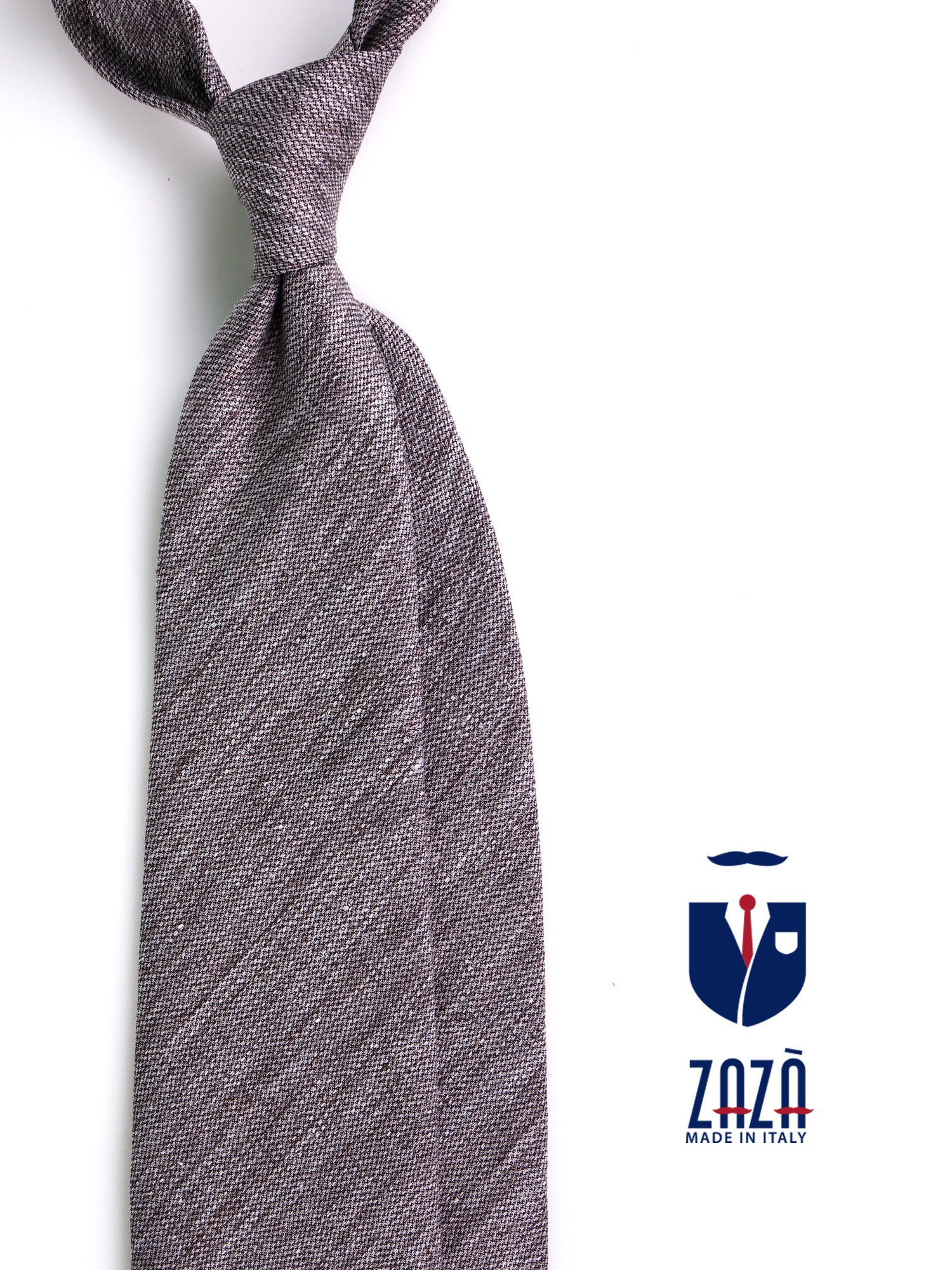 Cravatta 3 pieghe ROCCIA seta lino marrone