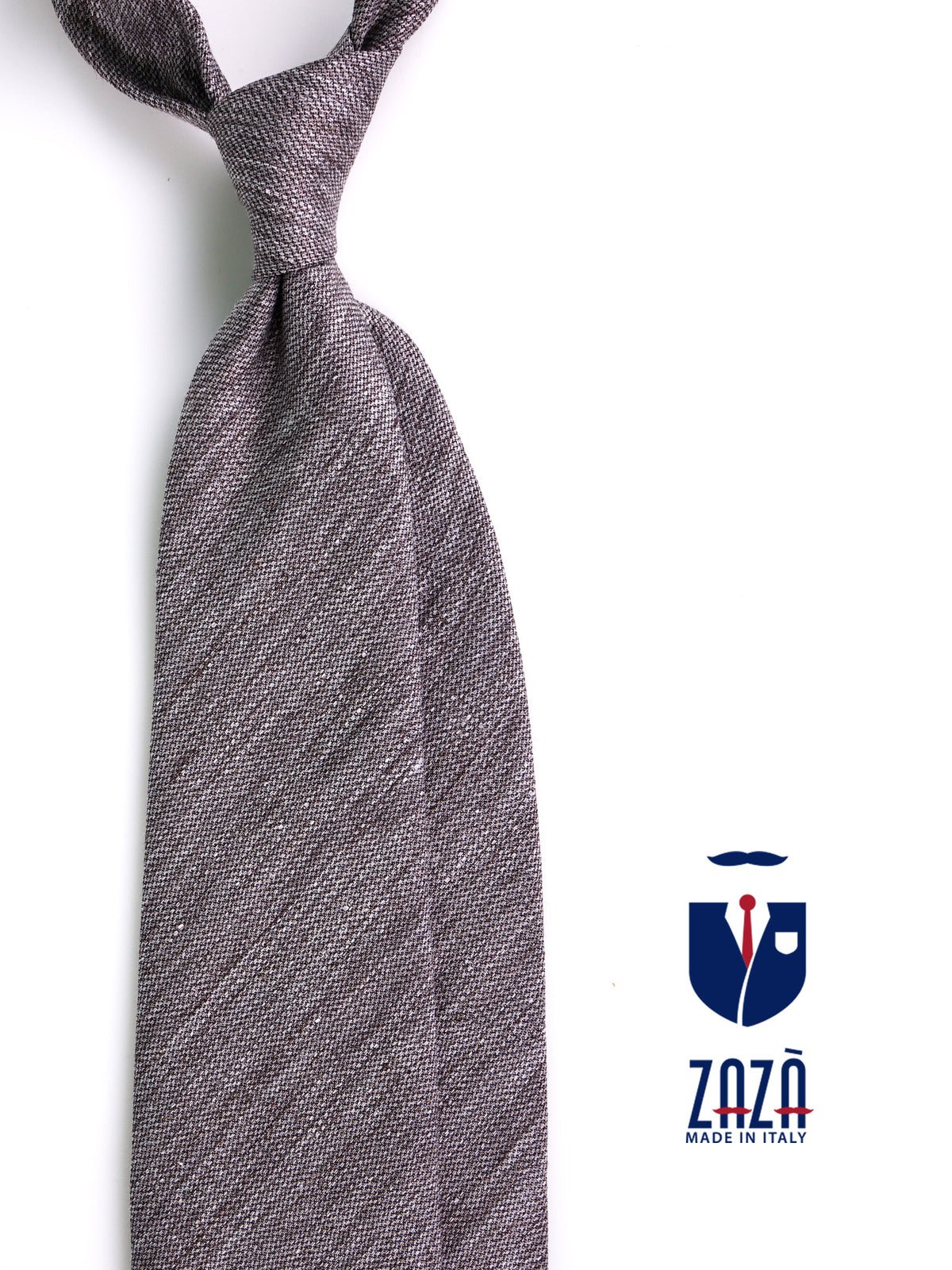 Cravatta 3 pieghe ROCCIA seta lino marrone