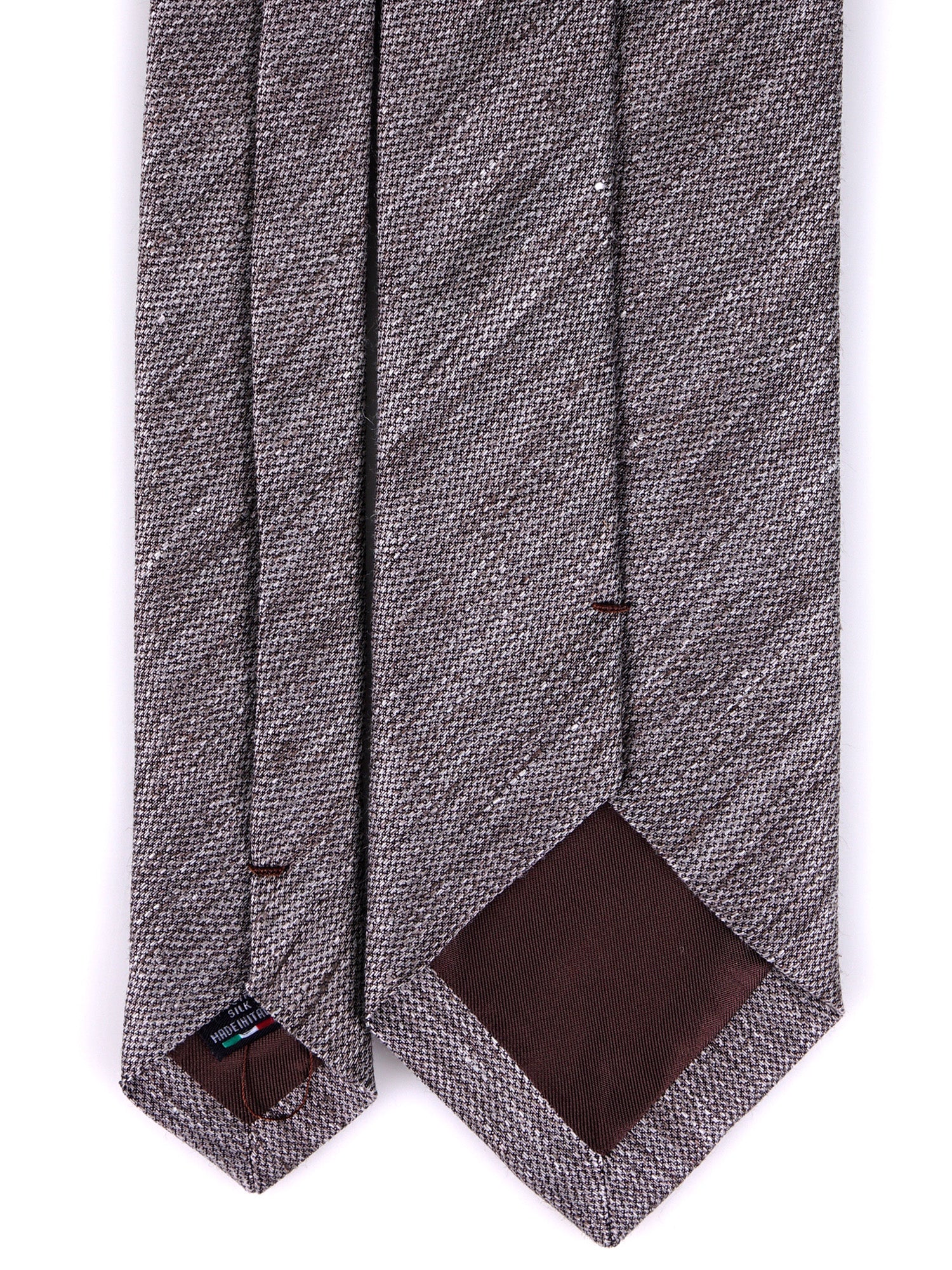 Cravatta 3 pieghe ROCCIA seta lino marrone