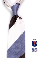 Cravatta 3 pieghe ROCKY in seta jacquard Blu