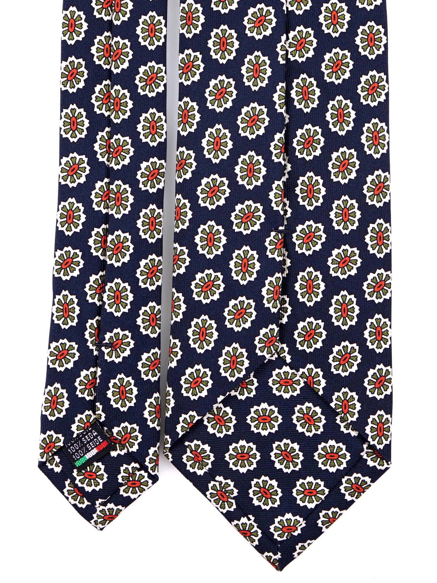 Cravatta 3 pieghe ROUGE in seta stampata navy