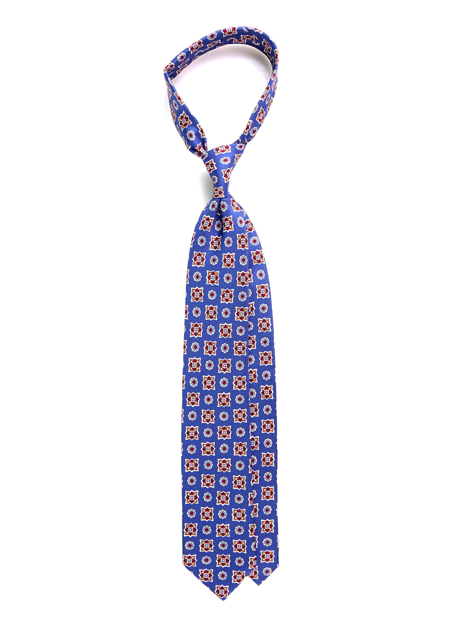 Cravatta 3 pieghe SADIE in seta stampata blu