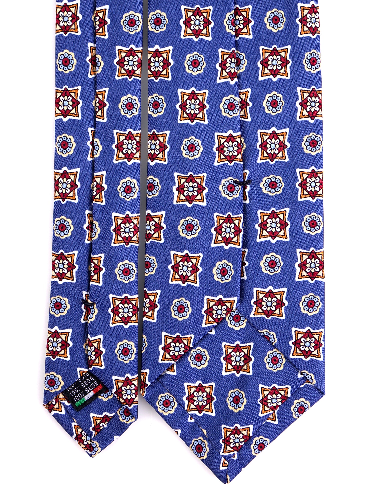 Cravatta 3 pieghe SADIE in seta stampata blu