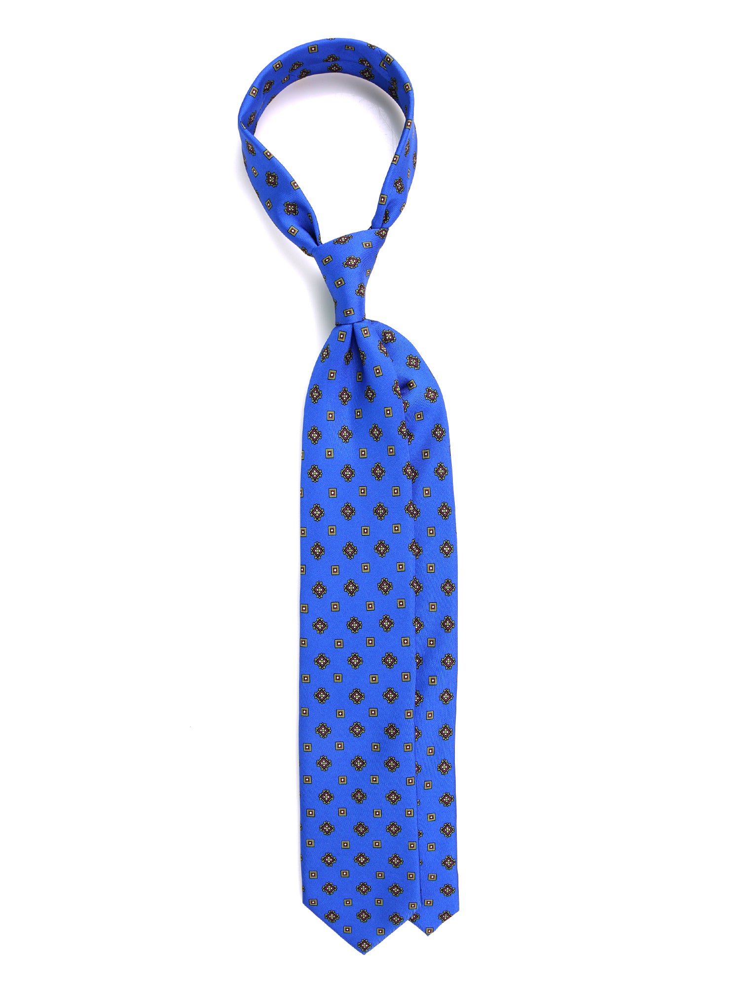 Cravatta 3 pieghe blu royal SALERNO in seta stampata