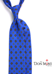 Cravatta 3 pieghe blu royal SALERNO in seta stampata