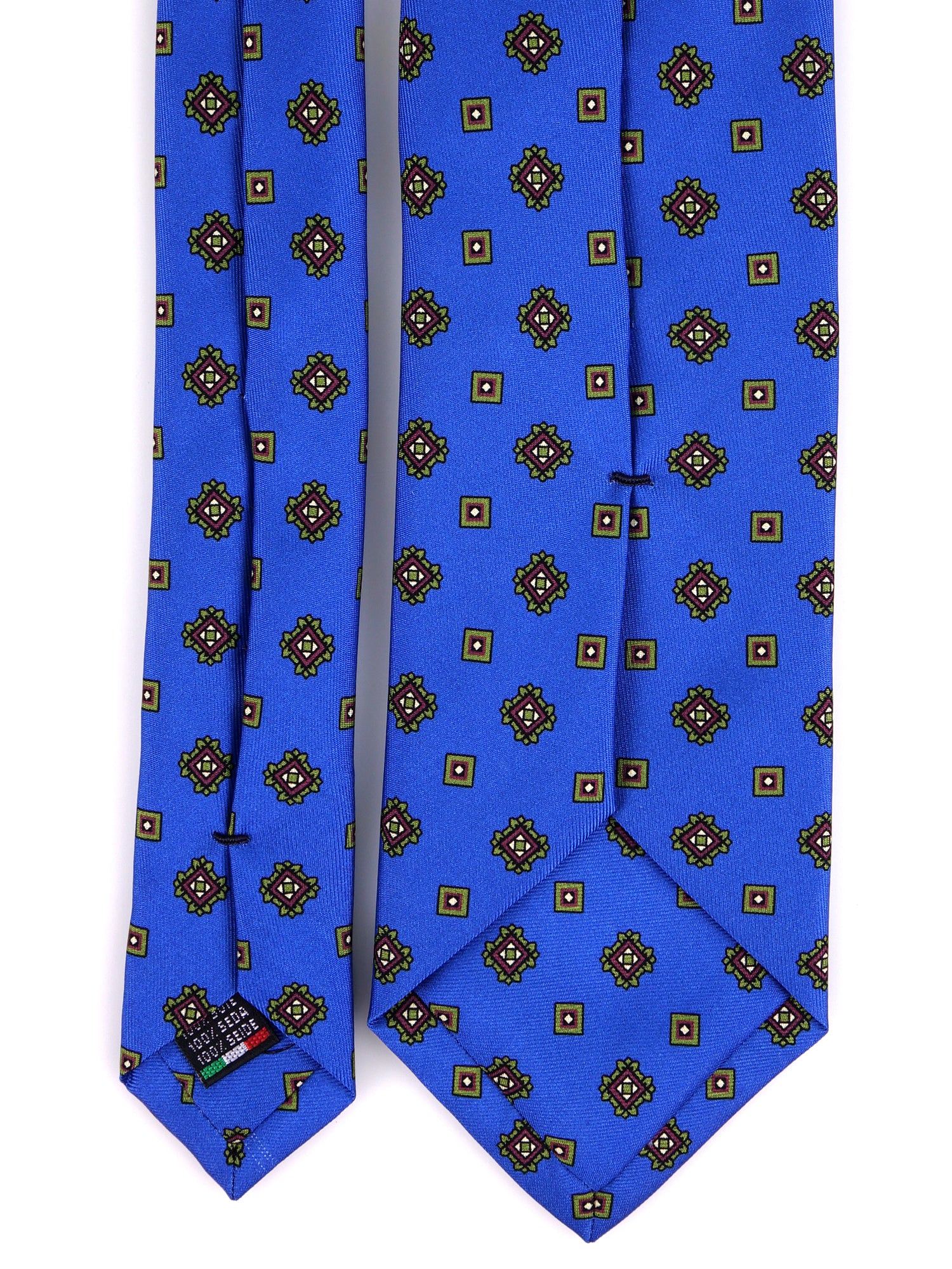 Cravatta 3 pieghe blu royal SALERNO in seta stampata