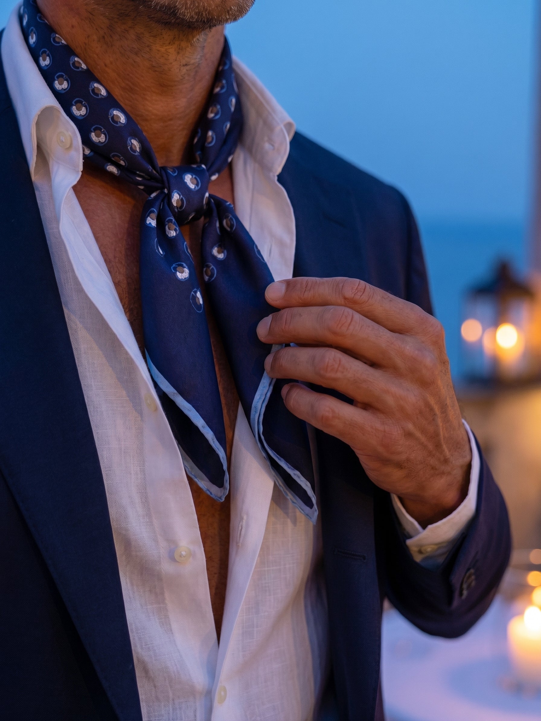 Foulard SAME blu in seta stampata