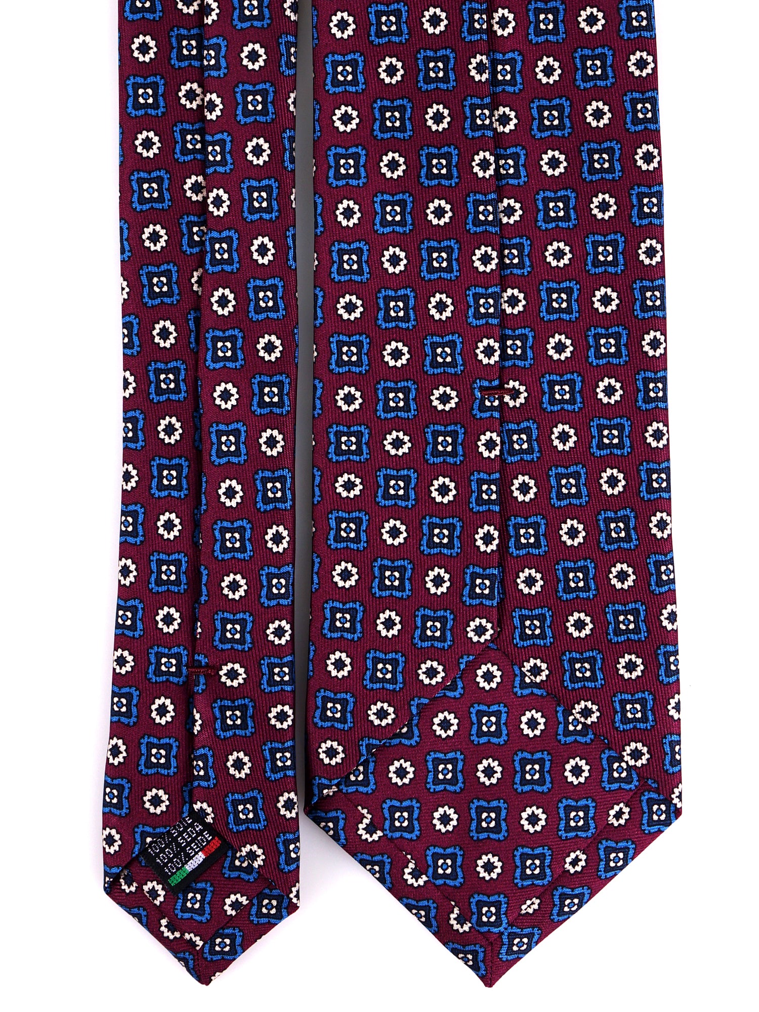 Cravatta 3 Pieghe bordeaux SANGRIA seta stampata inglese