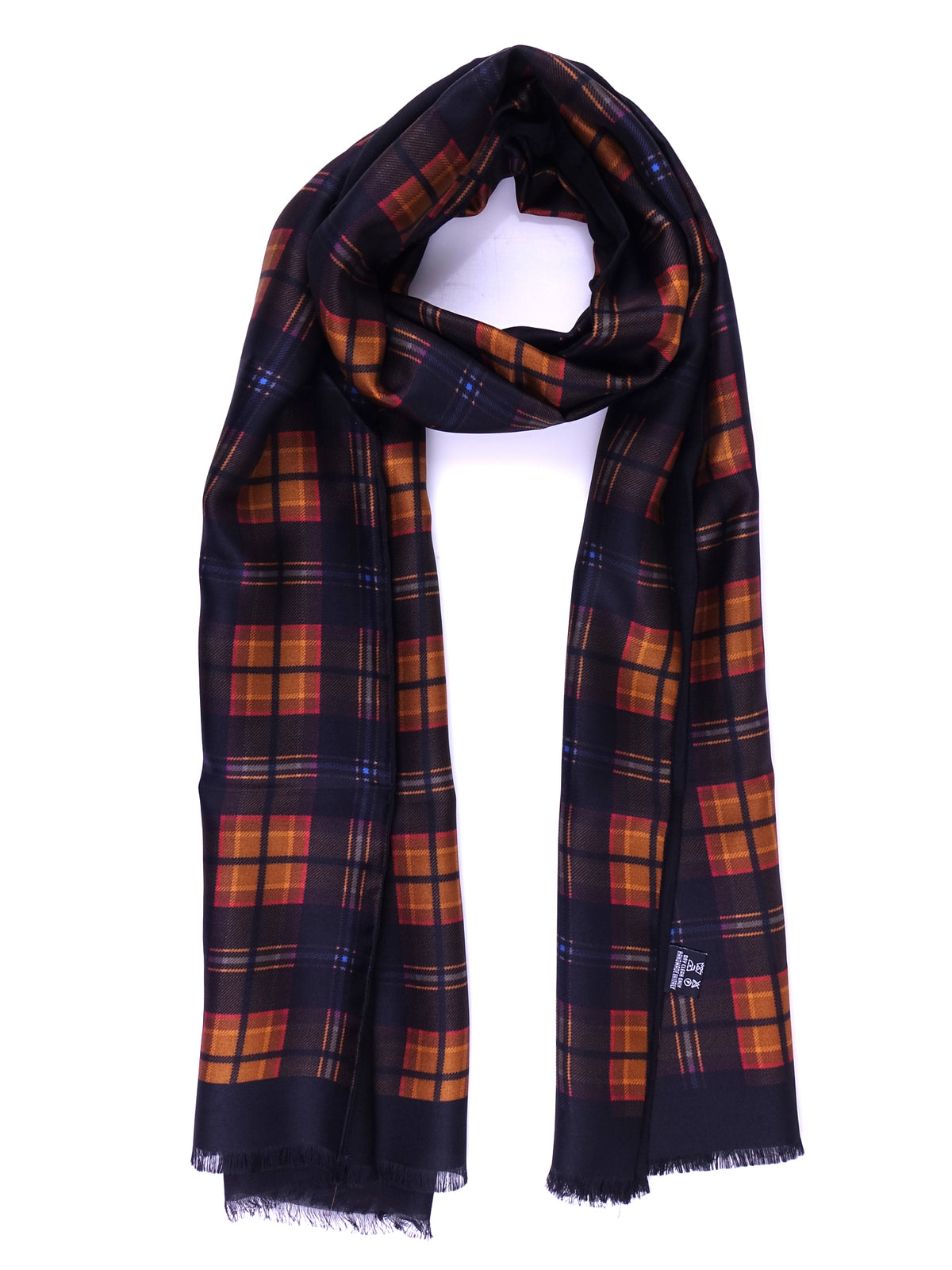 Sciarpa fondo nero doppiata con lana nero in Seta/Lana VORTE2