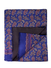 Blue/Brown Doubled Scarf in Silk/Wool ZANTE
