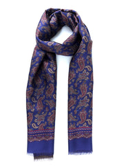 Blue/Brown Doubled Scarf in Silk/Wool ZANTE
