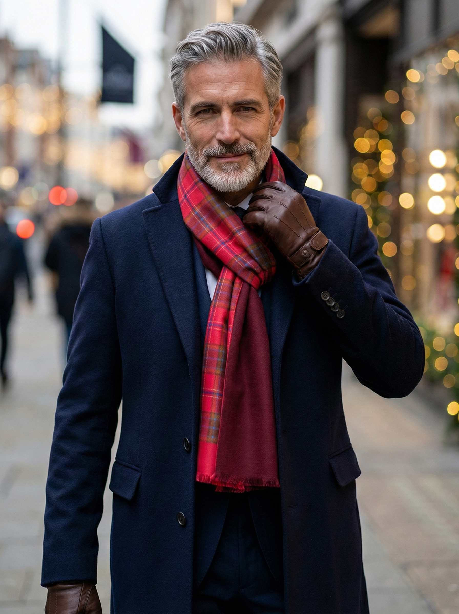 100% Silk Double Scarf VORTE2 Red/Dark Red