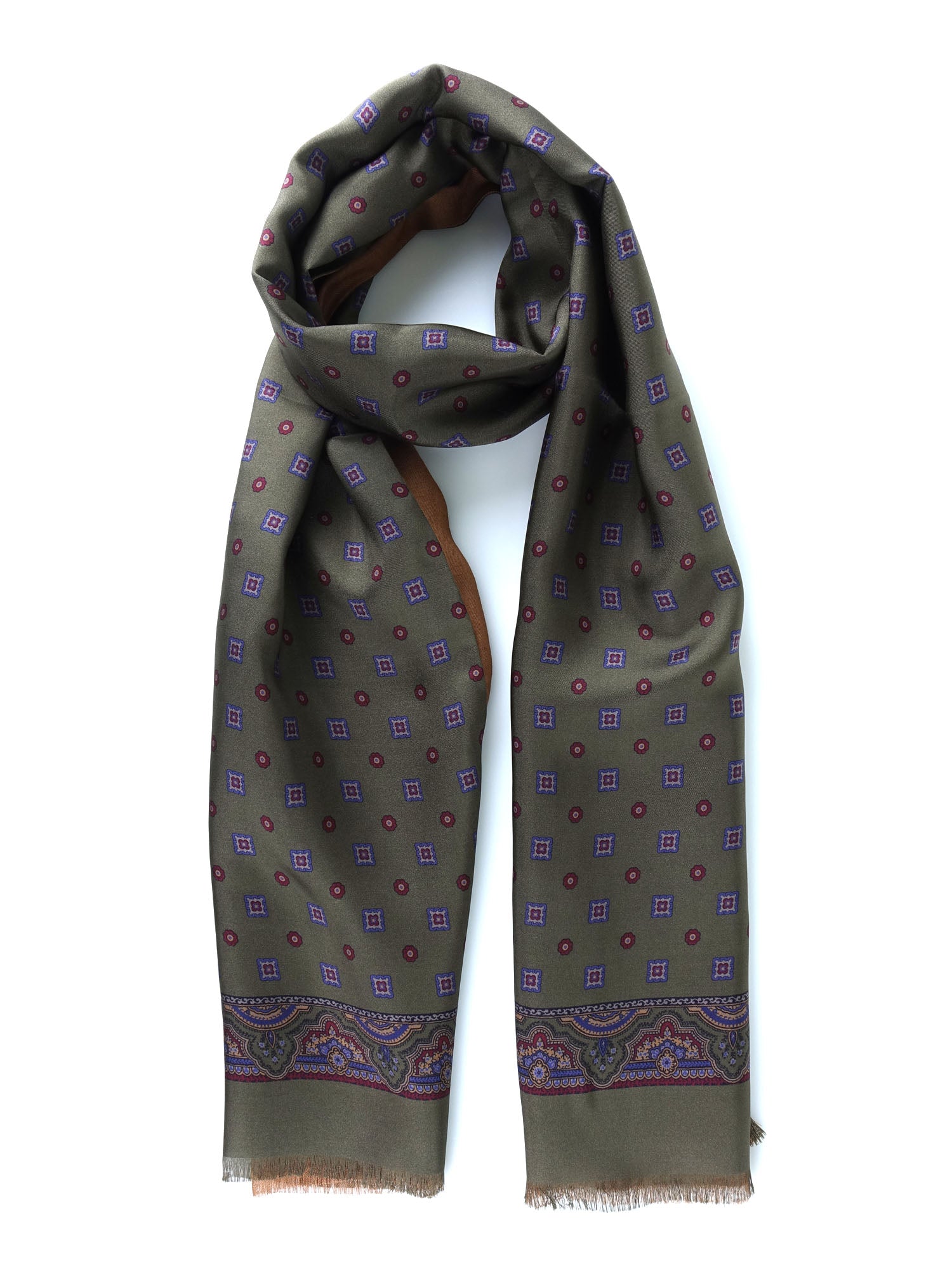 Sciarpa doppiata verde in Seta/Lana ROBERT