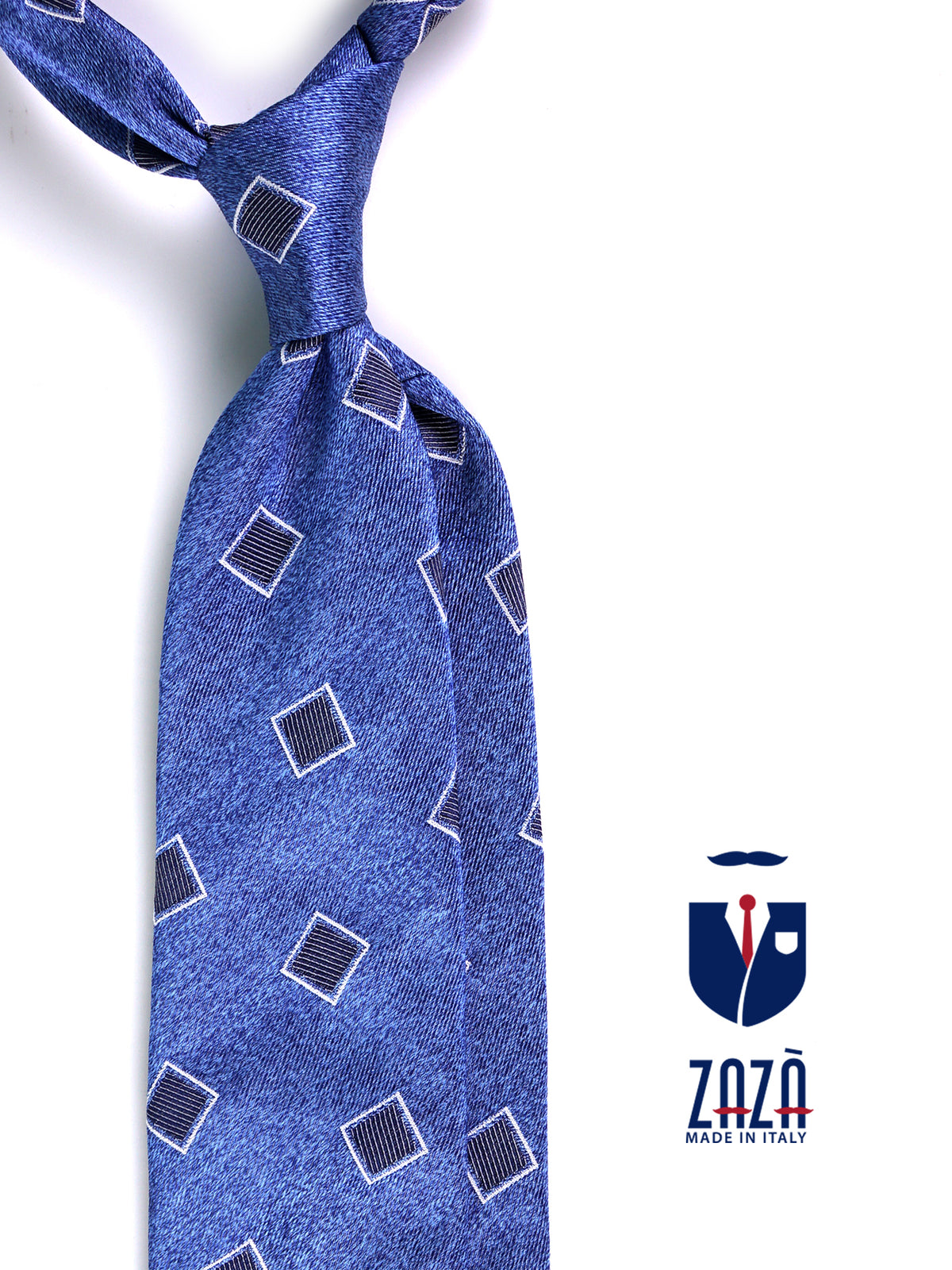 Cravatta 3 pieghe SEAL in seta jacquard Blu