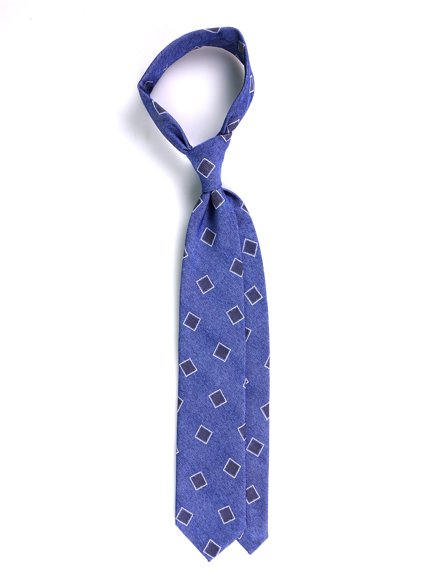 Cravatta 3 pieghe SEAL in seta jacquard Blu scuro