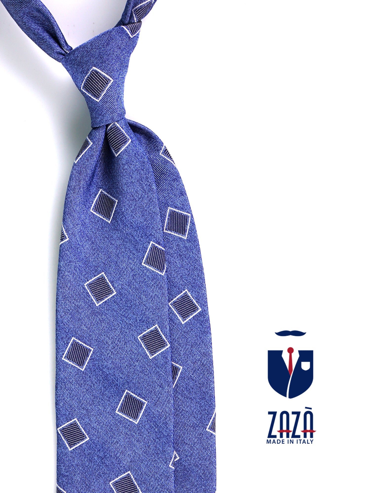 Cravatta 3 pieghe SEAL in seta jacquard Blu scuro