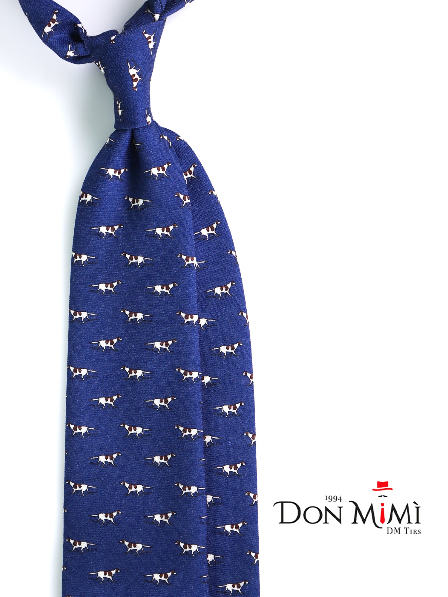 Cravatta blu 3 Pieghe SEGUGIO in lana challis stampata inglese