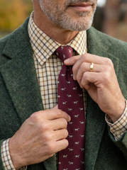 3-fold burgundy SEGUGIO tie in English printed challis wool 